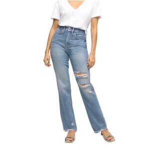 GOOD AMERICAN Good Boy Boyfriend Distressed Split Hem Jeans NWT Size 15